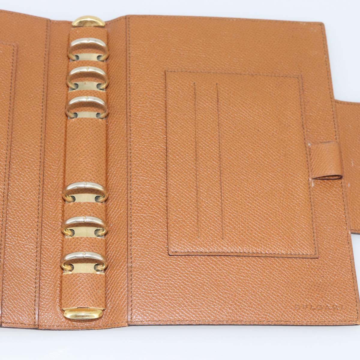 BVLGARI Day Planner Cover Leather Brown Gold Auth 184414
