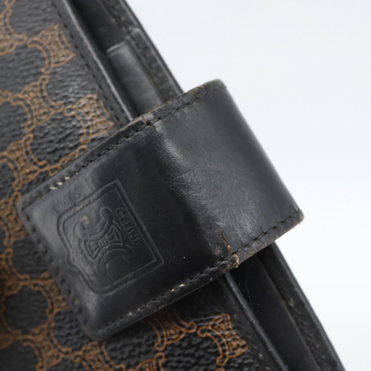CELINE Macadam Canvas Day Planner Cover PVC Leather Black Gold Auth 184416