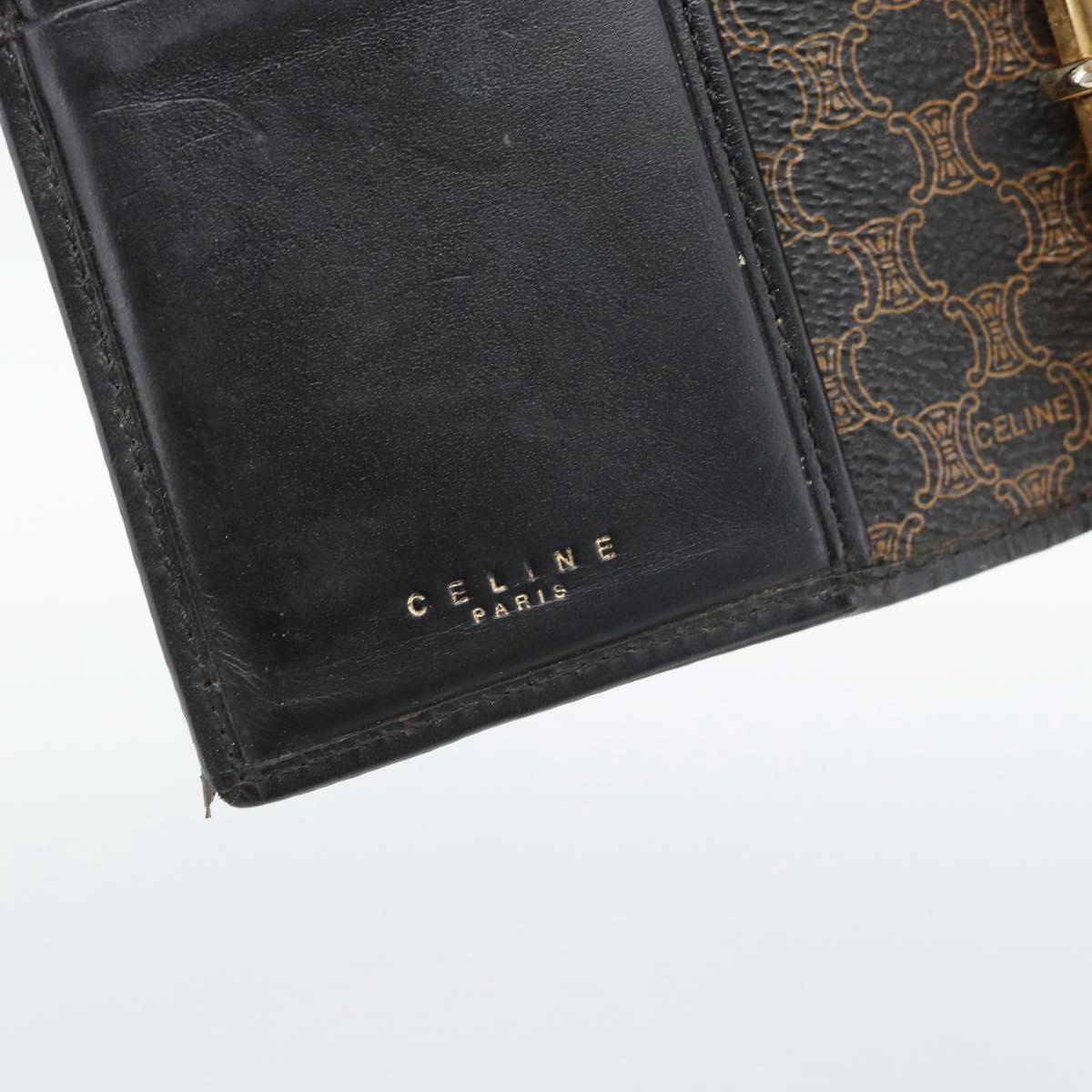 CELINE Macadam Canvas Day Planner Cover PVC Leather Black Gold Auth 184416
