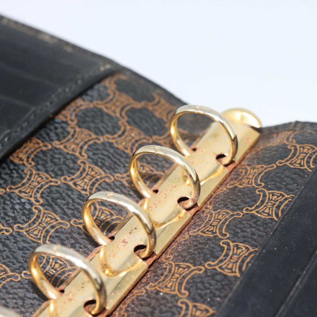 CELINE Macadam Canvas Day Planner Cover PVC Leather Black Gold Auth 184416