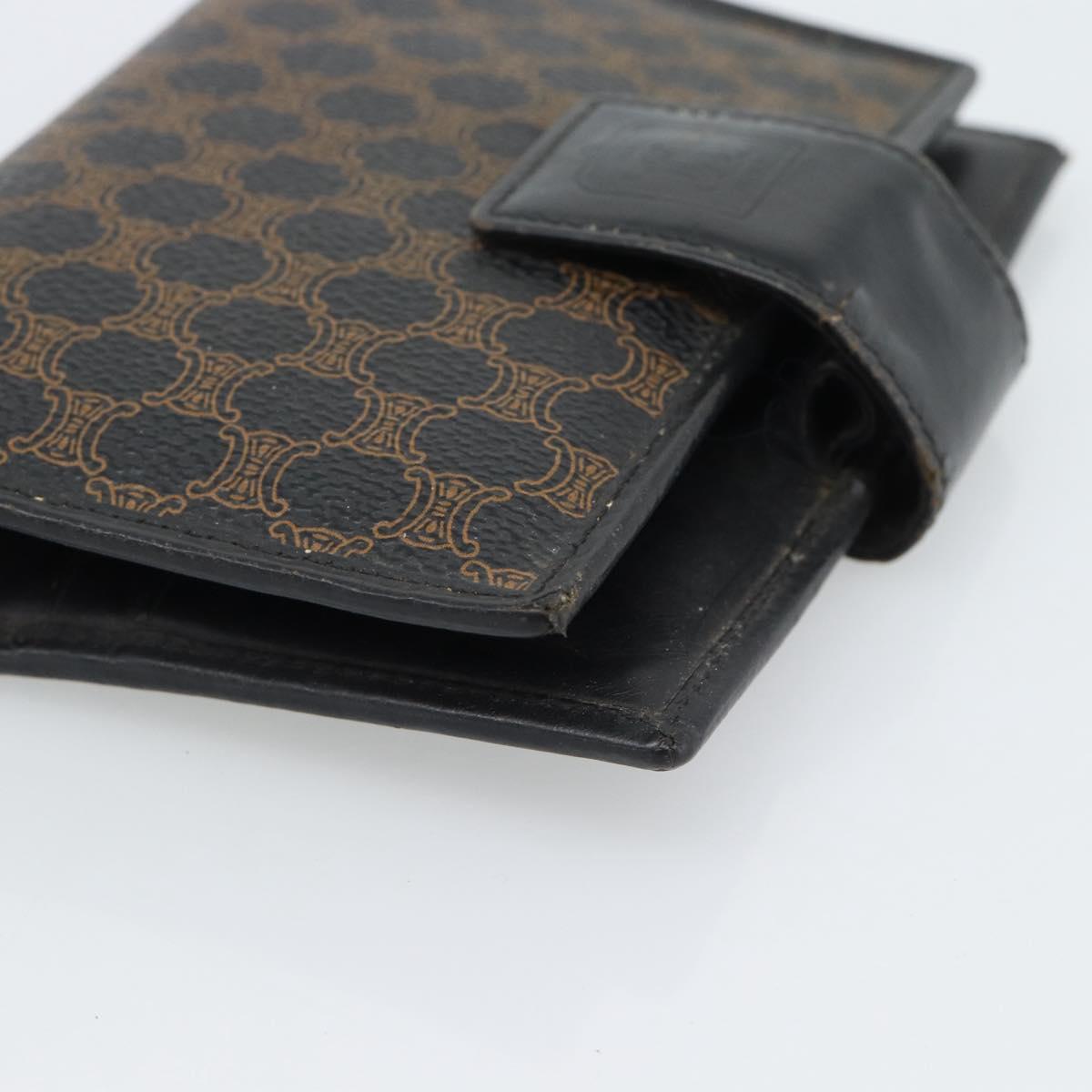 CELINE Macadam Canvas Day Planner Cover PVC Leather Black Gold Auth 184416