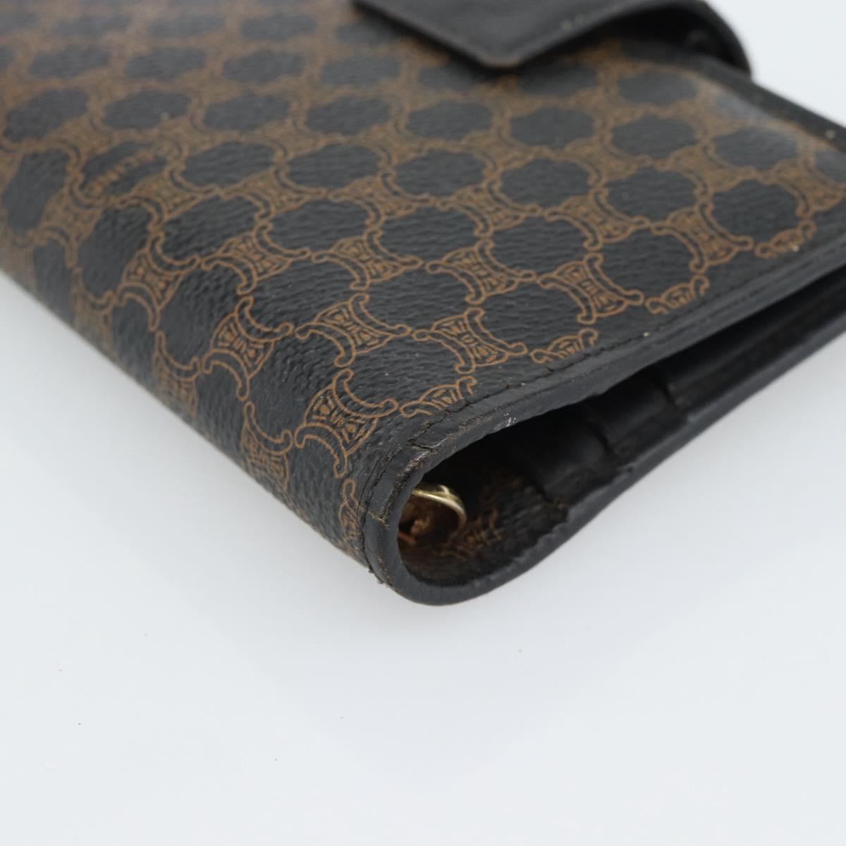CELINE Macadam Canvas Day Planner Cover PVC Leather Black Gold Auth 184416