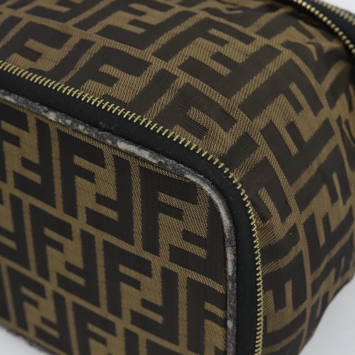 FENDI Zucca Canvas Vanity Pouch Black Brown Auth 184417