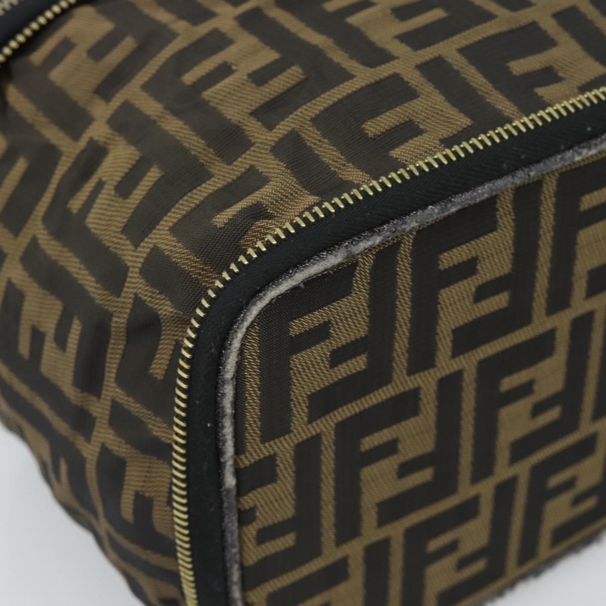 FENDI Zucca Canvas Vanity Pouch Black Brown Auth 184417