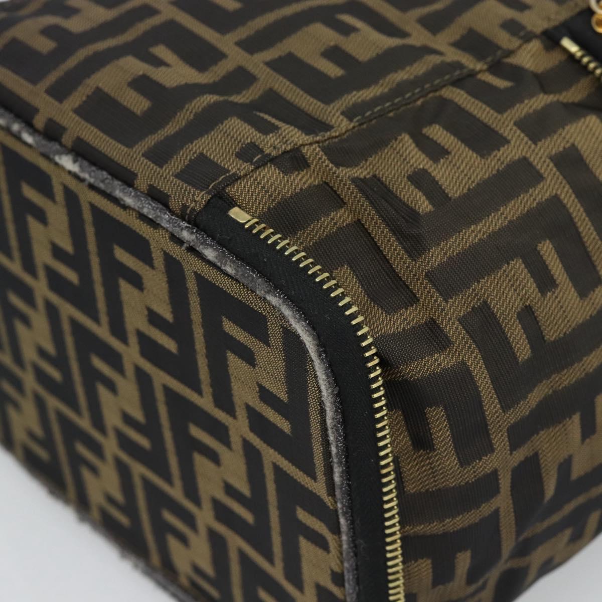 FENDI Zucca Canvas Vanity Pouch Black Brown Auth 184417