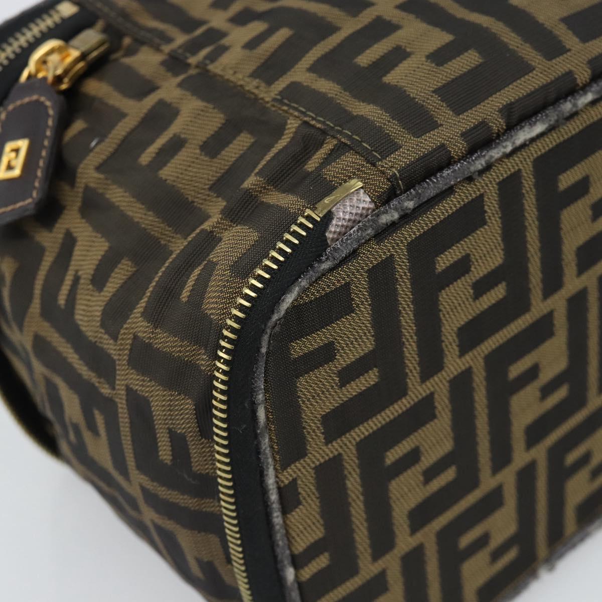FENDI Zucca Canvas Vanity Pouch Black Brown Auth 184417