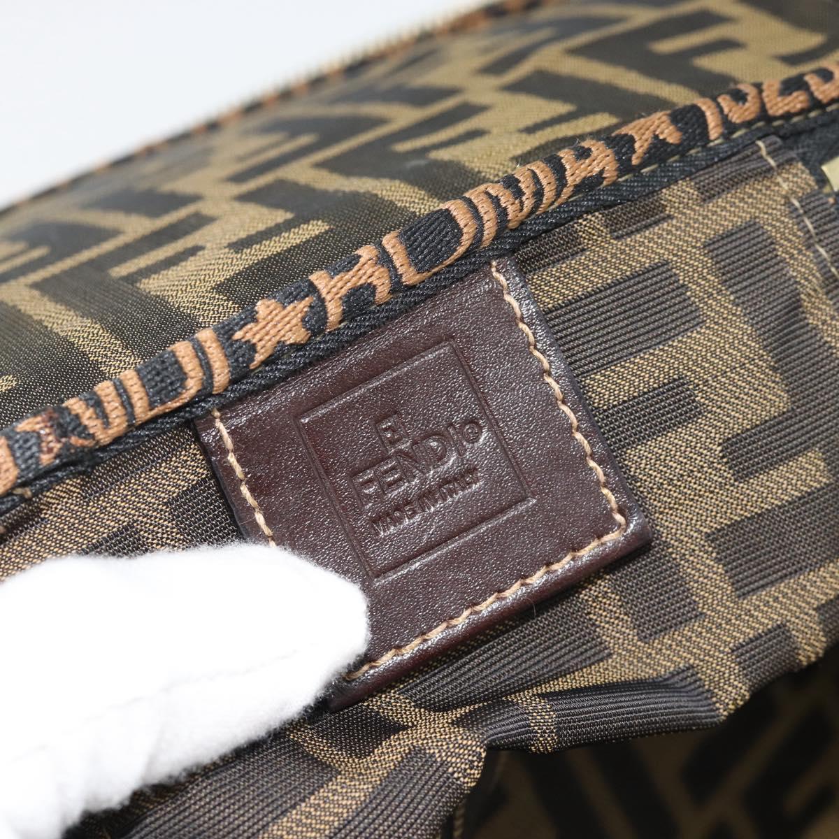 FENDI Zucca Canvas Vanity Pouch Black Brown Auth 184417