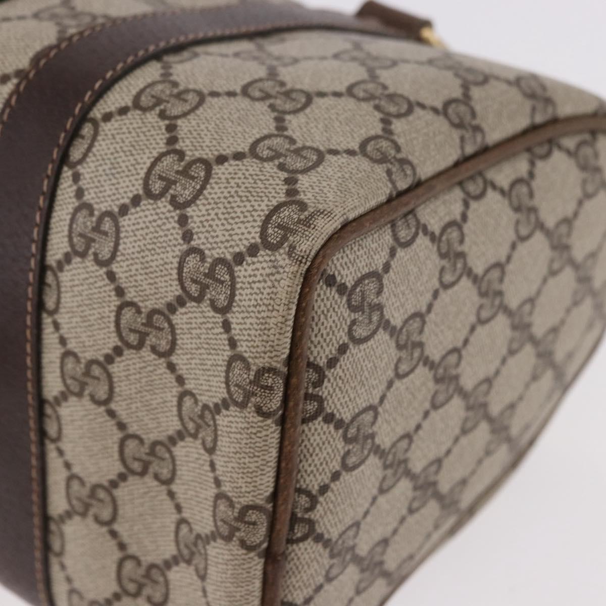 GUCCI GG Supreme Web Sherry Line Hand Bag PVC Beige Gold Red Auth 184430
