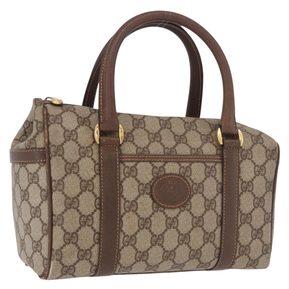 GUCCI GG Supreme Hand Bag PVC Beige Gold 000 58 0093 Auth 184431