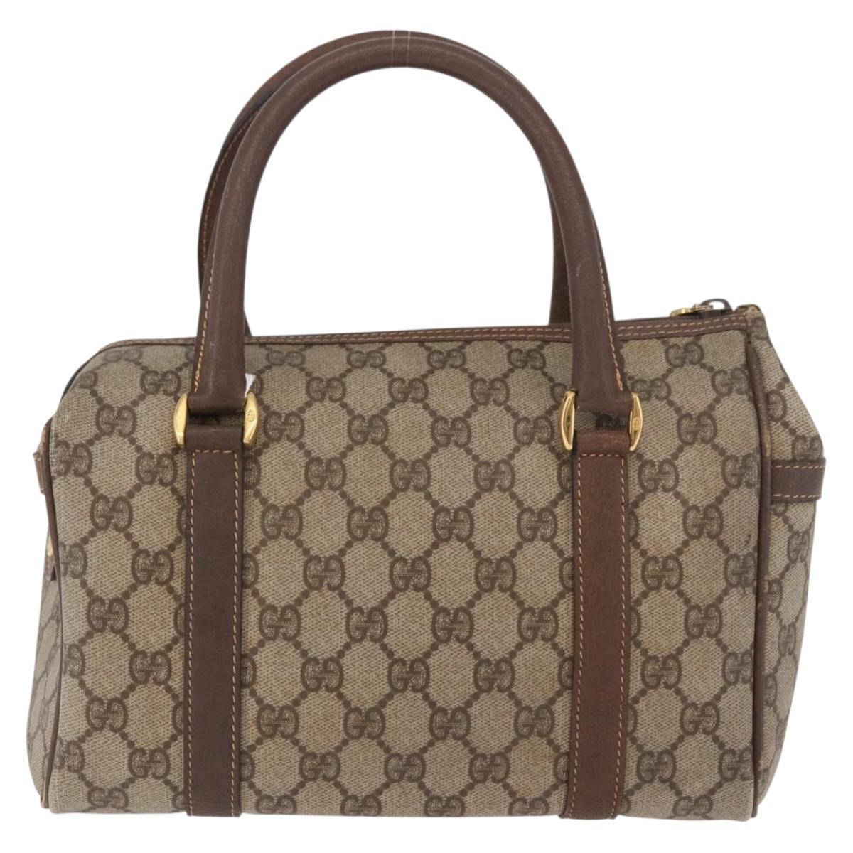 GUCCI GG Supreme Hand Bag PVC Beige Gold 000 58 0093 Auth 184431