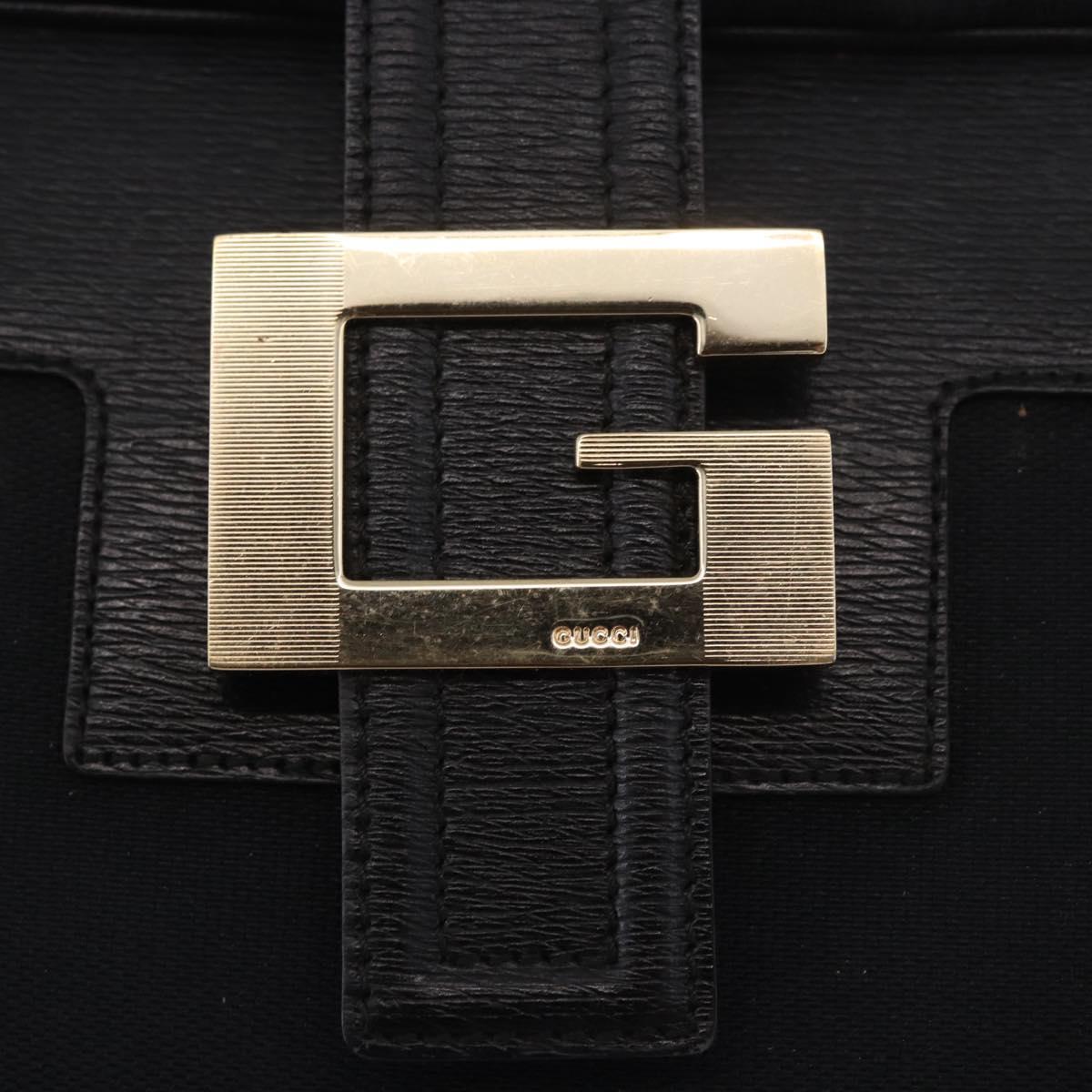 GUCCI Hand Bag Canvas Black Gold Auth 184433