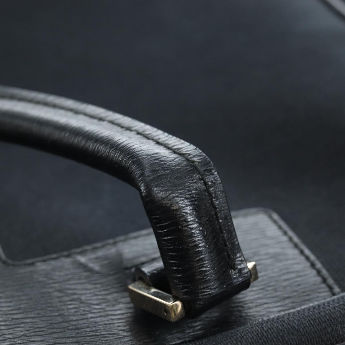 GUCCI Hand Bag Canvas Black Gold Auth 184433