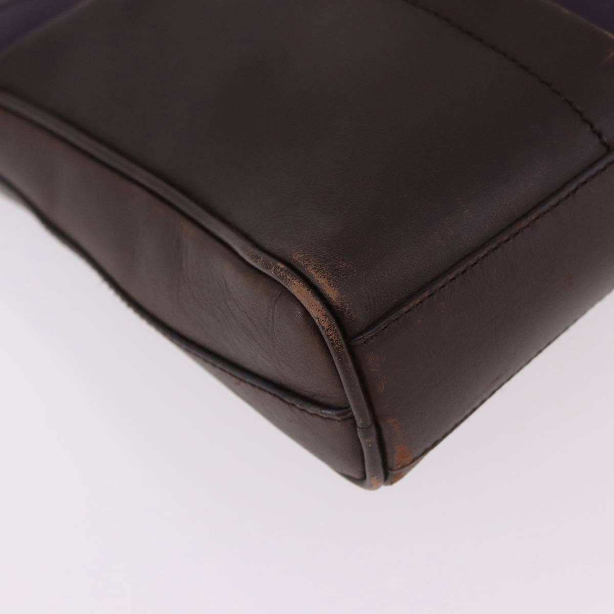 PRADA Shoulder Bag Leather Navy Silver Auth 184434