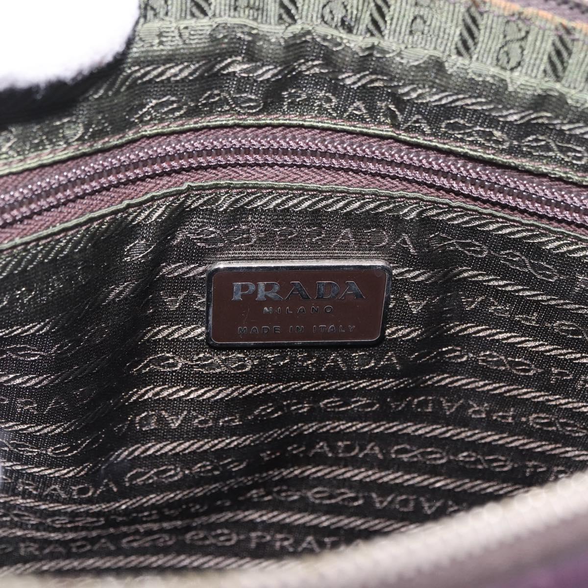 PRADA Shoulder Bag Leather Navy Silver Auth 184434