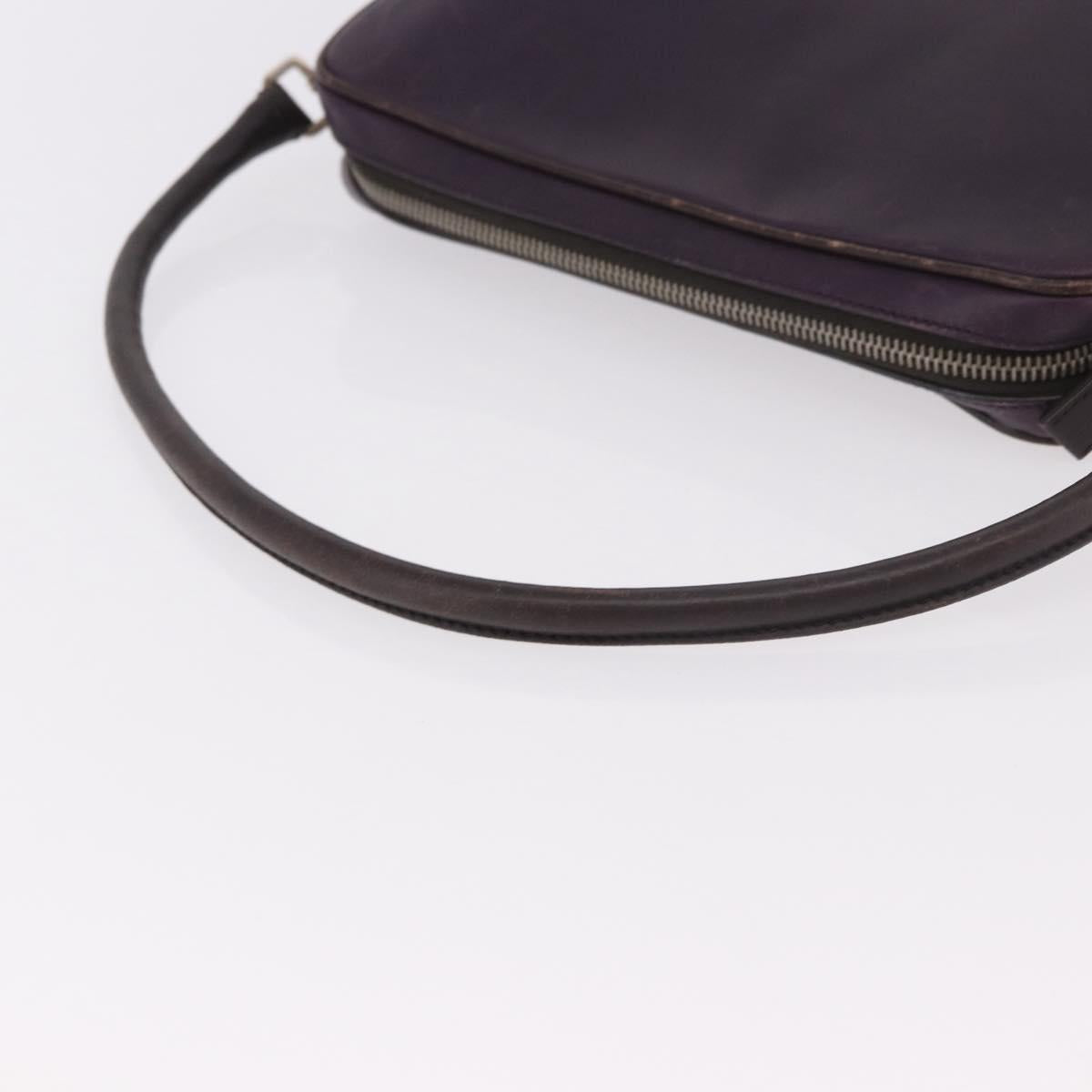 PRADA Shoulder Bag Leather Navy Silver Auth 184434