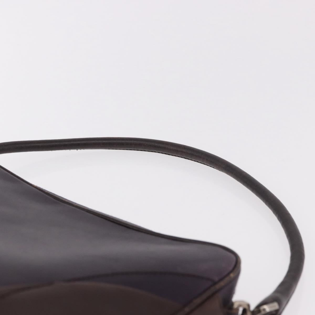 PRADA Shoulder Bag Leather Navy Silver Auth 184434