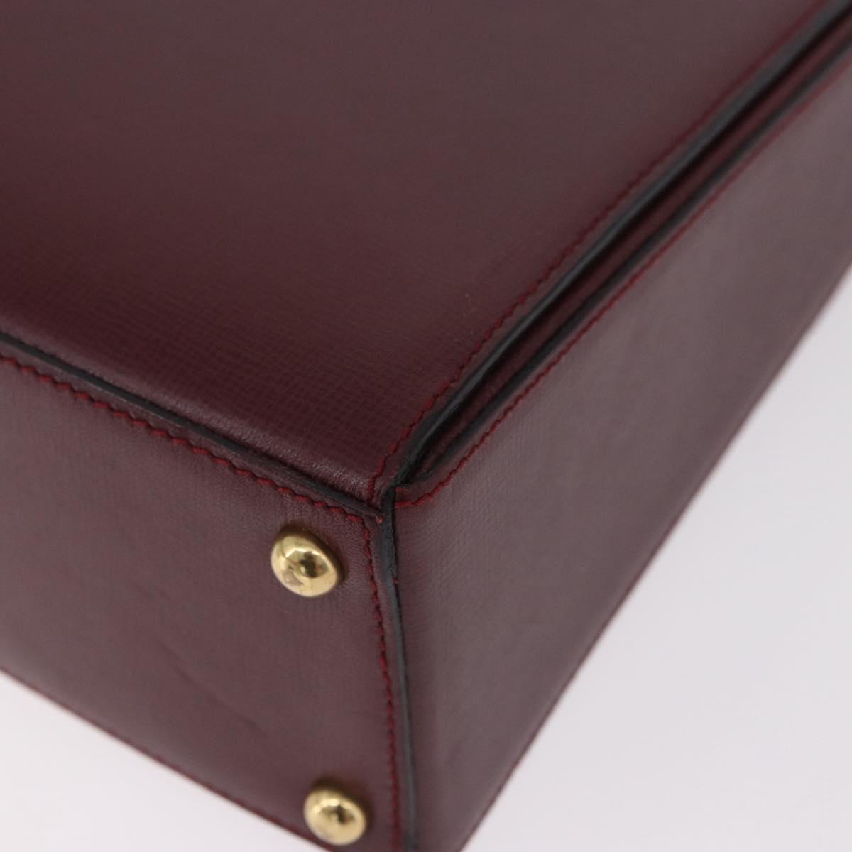 CARTIER Must Line Hand Bag Leather Bordeaux Gold Auth 184437A