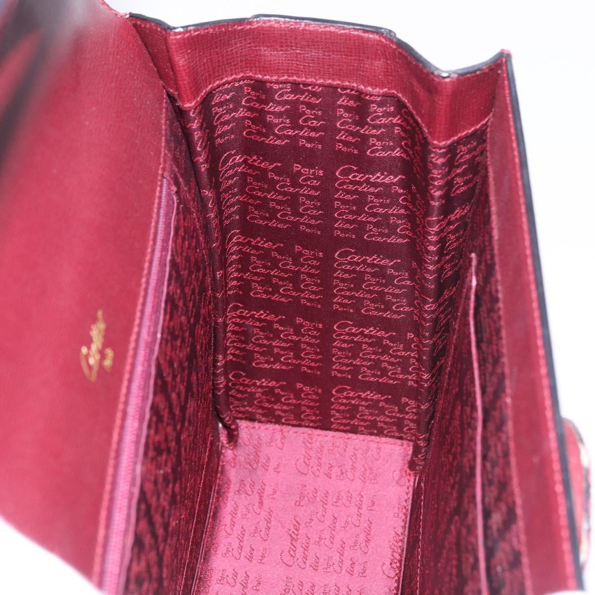 CARTIER Must Line Hand Bag Leather Bordeaux Gold Auth 184437A