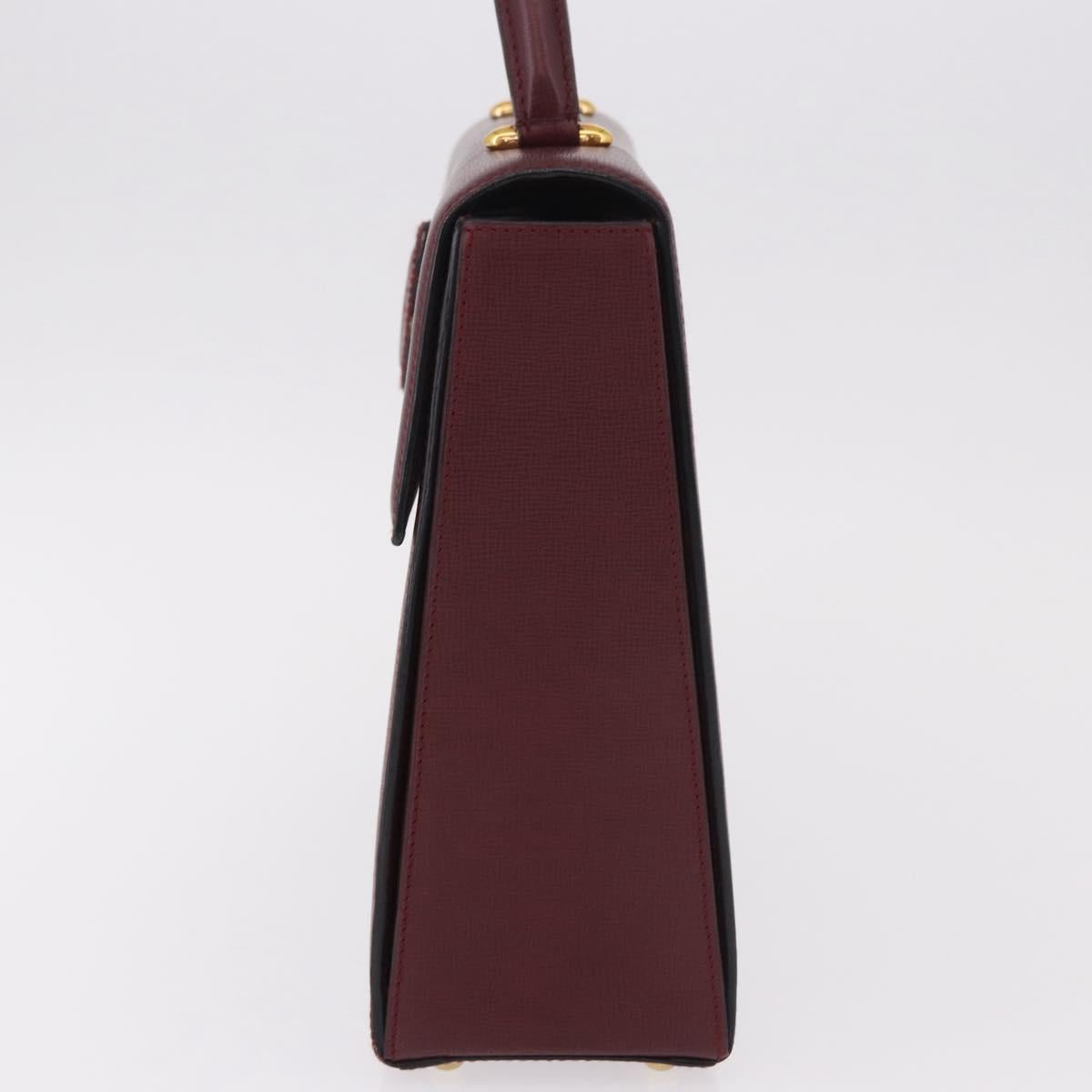 CARTIER Must Line Hand Bag Leather Bordeaux Gold Auth 184437A