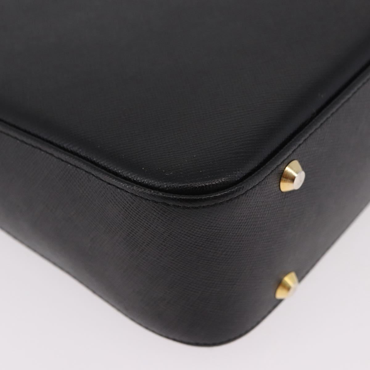 BURBERRY Hand Bag Leather Black Gold Auth 184438