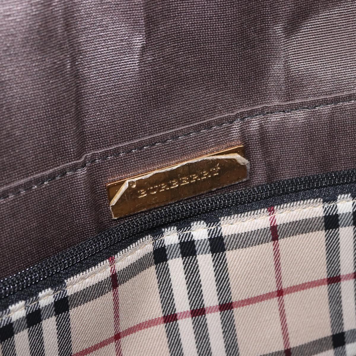 BURBERRY Hand Bag Leather Black Gold Auth 184438