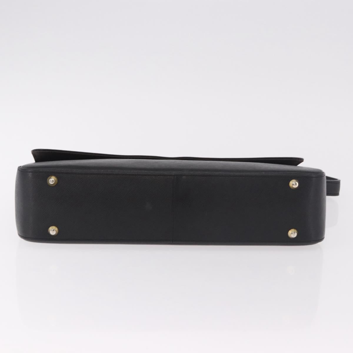 BURBERRY Hand Bag Leather Black Gold Auth 184438