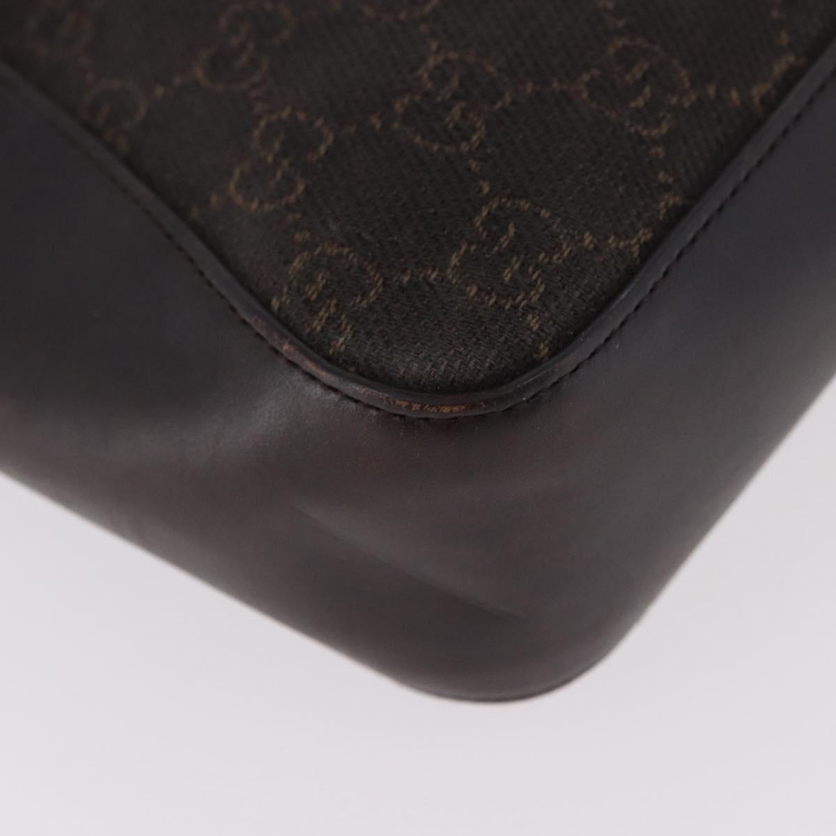 GUCCI GG Canvas Hand Bag Dark Brown Silver 73984 Auth 184439