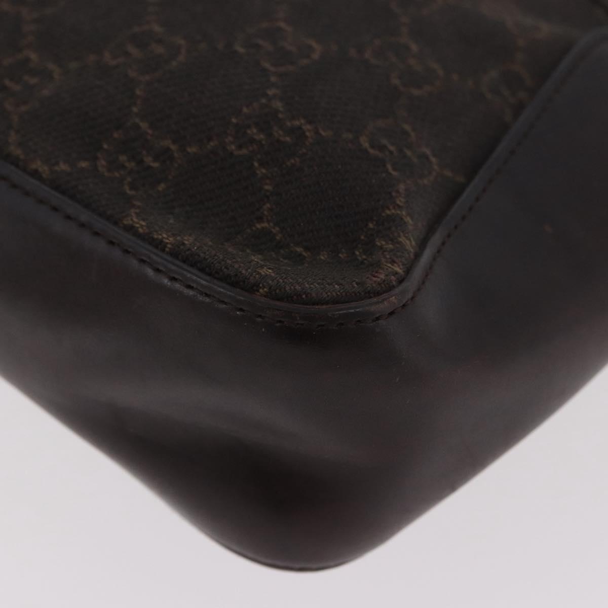 GUCCI GG Canvas Hand Bag Dark Brown Silver 73984 Auth 184439