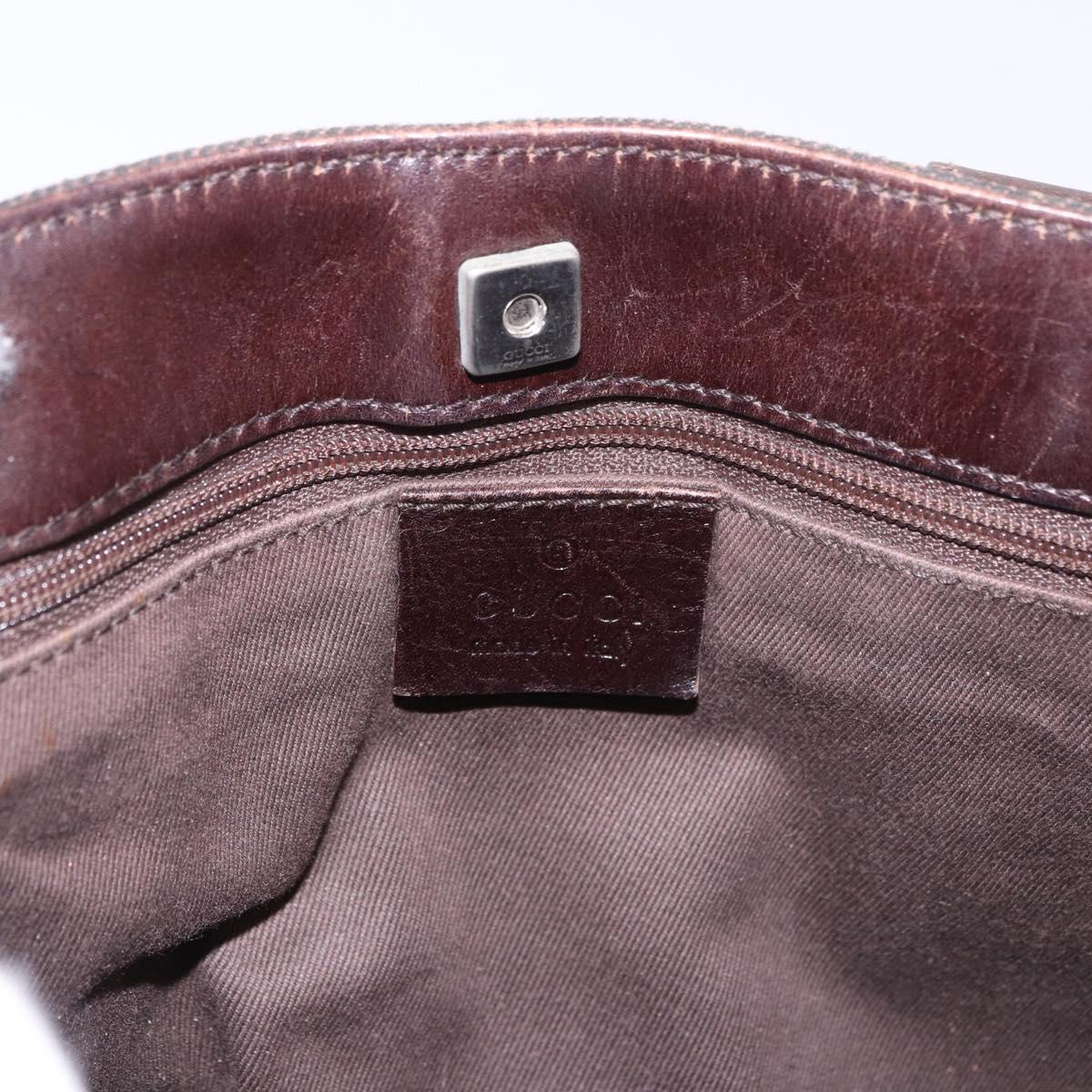 GUCCI GG Canvas Hand Bag Dark Brown Silver 73984 Auth 184439