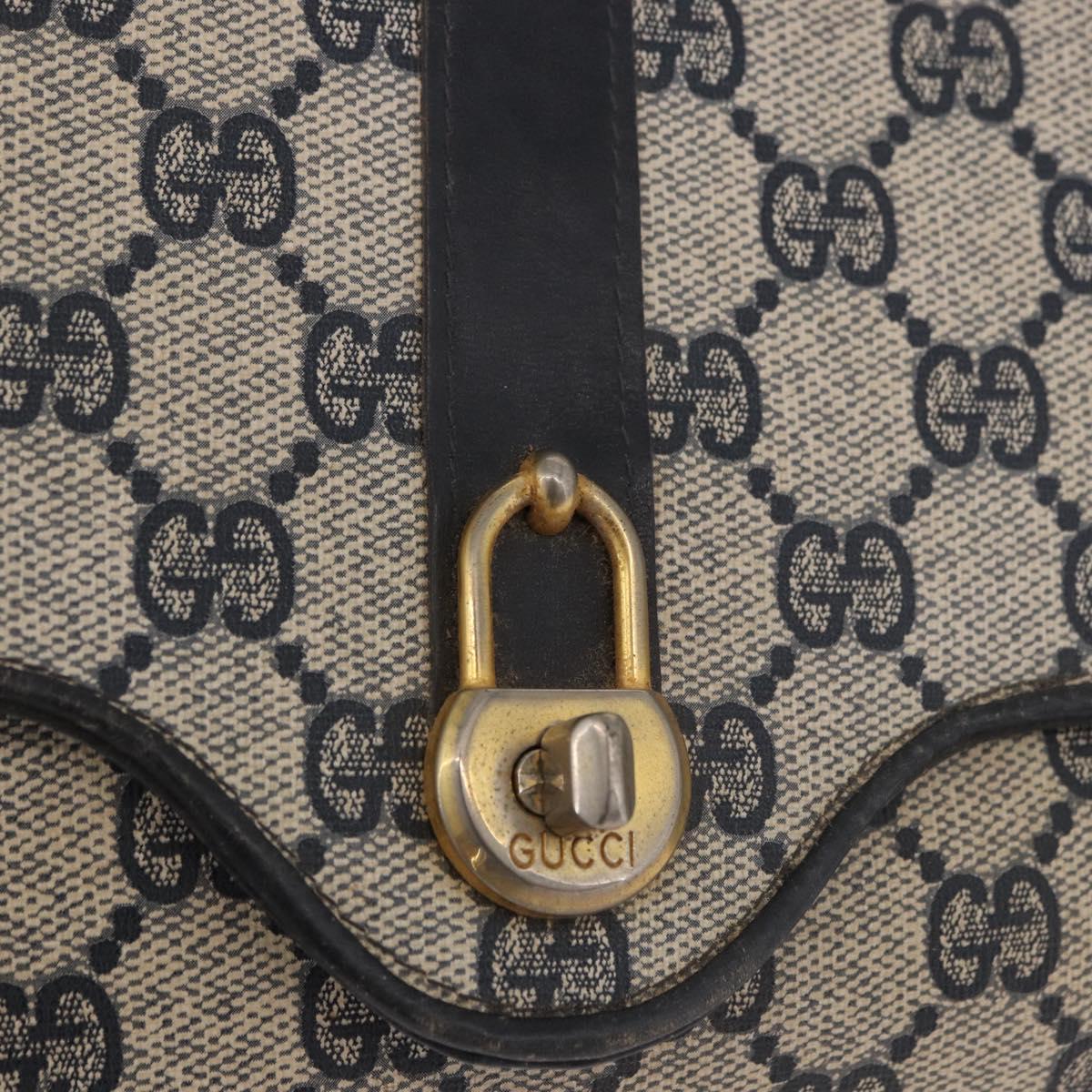 GUCCI GG Supreme Shoulder Bag PVC Navy Gold Auth 184440