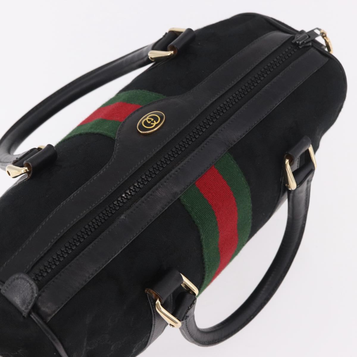 GUCCI GG Canvas Web Sherry Line Hand Bag Black Red Green 010 378 Auth 184441