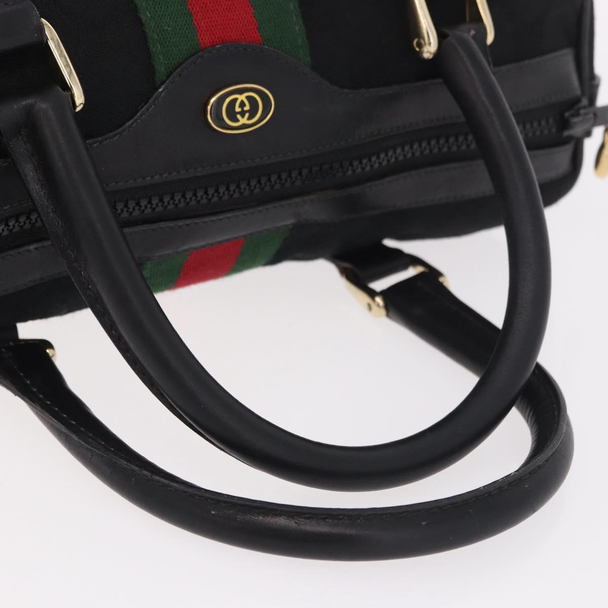 GUCCI GG Canvas Web Sherry Line Hand Bag Black Red Green 010 378 Auth 184441