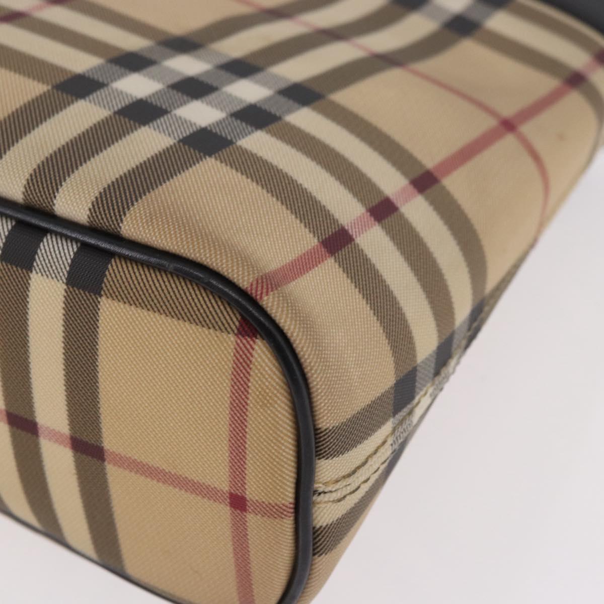 BURBERRY Nova Check Shoulder Bag PVC Beige Silver Auth 184442