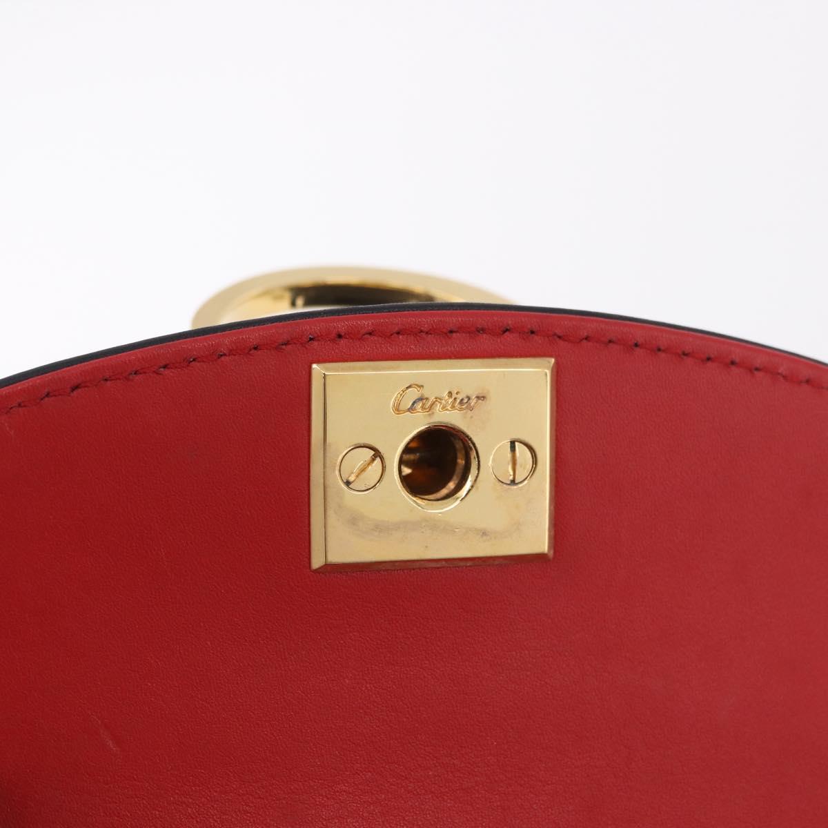 CARTIER PANTHERE Hand Bag Leather Black Gold Auth 184443V