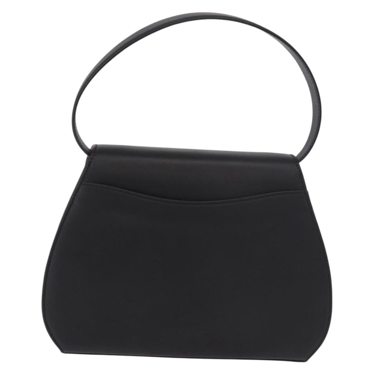 CARTIER PANTHERE Hand Bag Leather Black Gold Auth 184443V