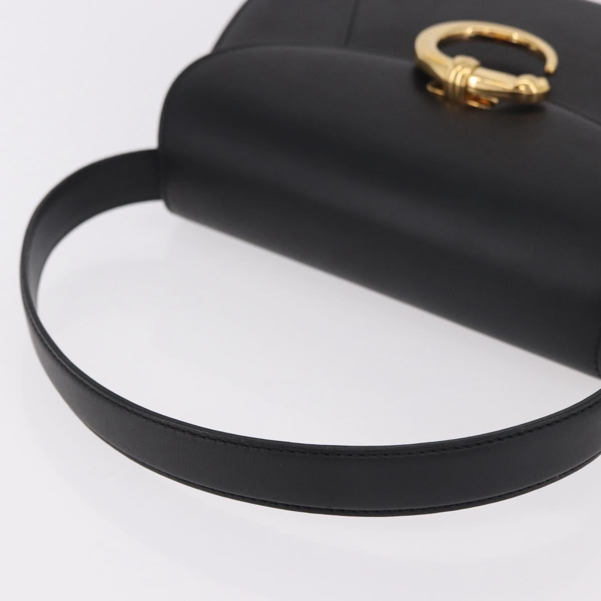 CARTIER PANTHERE Hand Bag Leather Black Gold Auth 184443V