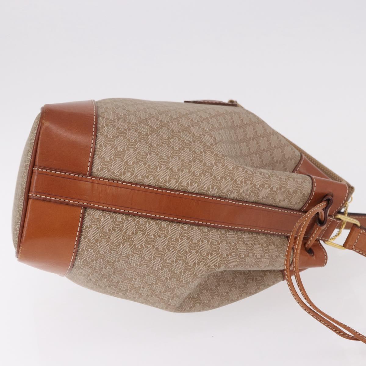 CELINE Macadam Canvas Shoulder Bag PVC Beige Gold Auth 184444