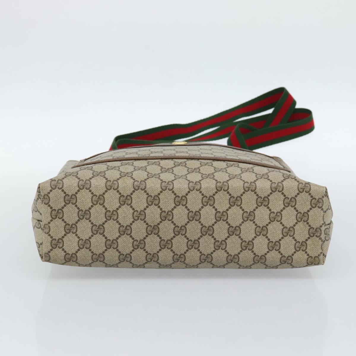 GUCCI GG Supreme Web Sherry Line Tote Bag PVC Beige Red 40 02 003 Auth 184449