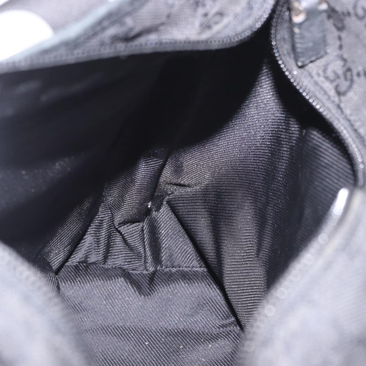 GUCCI GG Canvas Hand Bag Black Silver 28893 Auth 184450