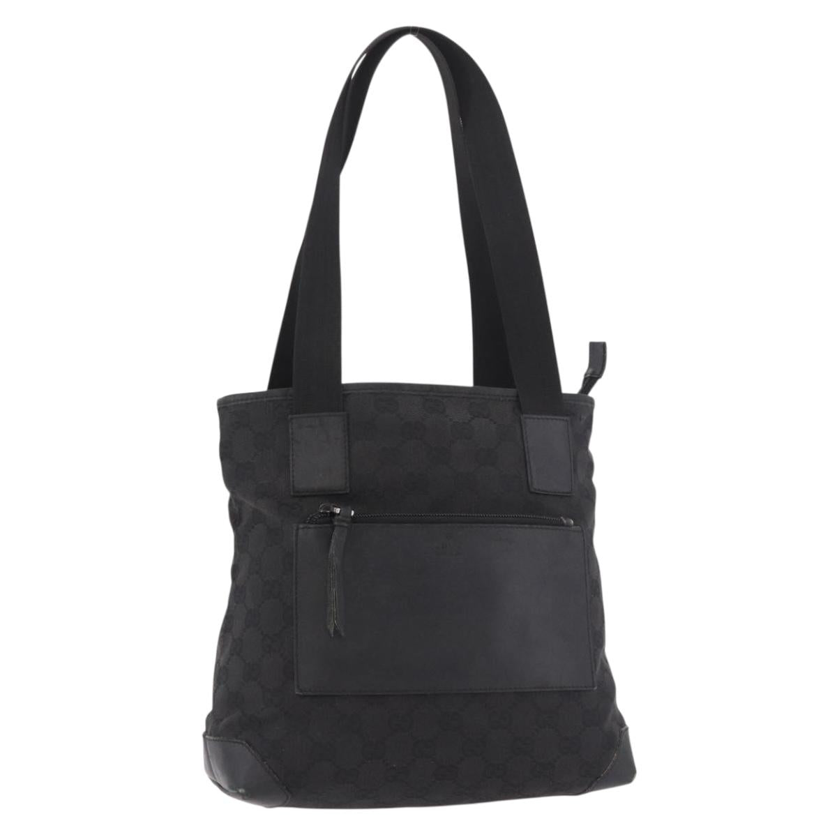 GUCCI GG Canvas Hand Bag Black Silver 28893 Auth 184450