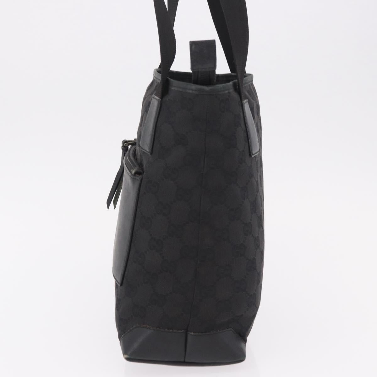 GUCCI GG Canvas Hand Bag Black Silver 28893 Auth 184450