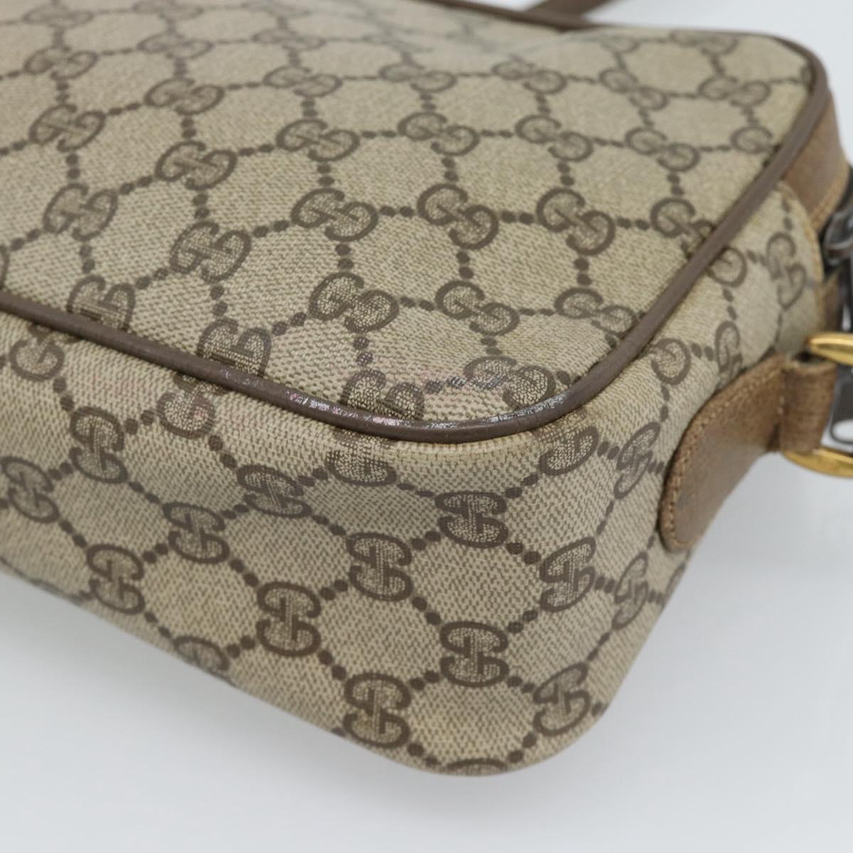 GUCCI GG Supreme Web Sherry Line Bag PVC Beige Gold 904 02 049 Auth 184454