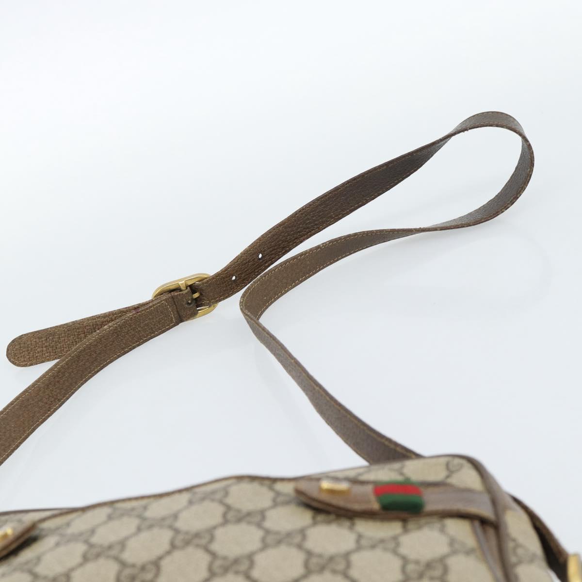 GUCCI GG Supreme Web Sherry Line Bag PVC Beige Gold 904 02 049 Auth 184454