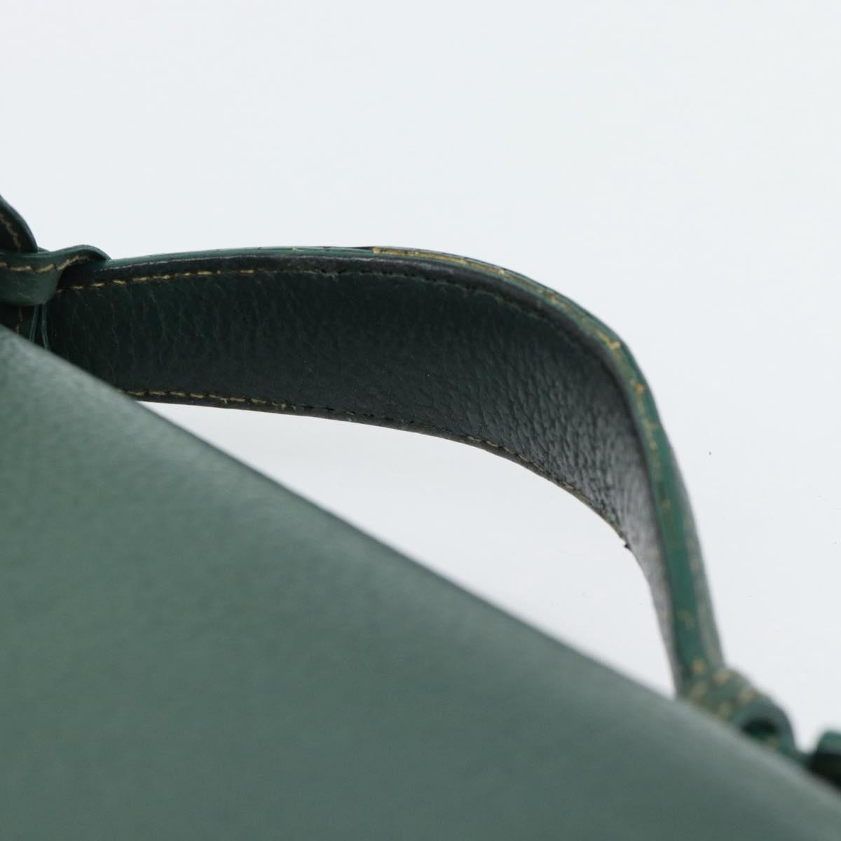 GUCCI Hand Bag Leather Green Gold Auth 184457