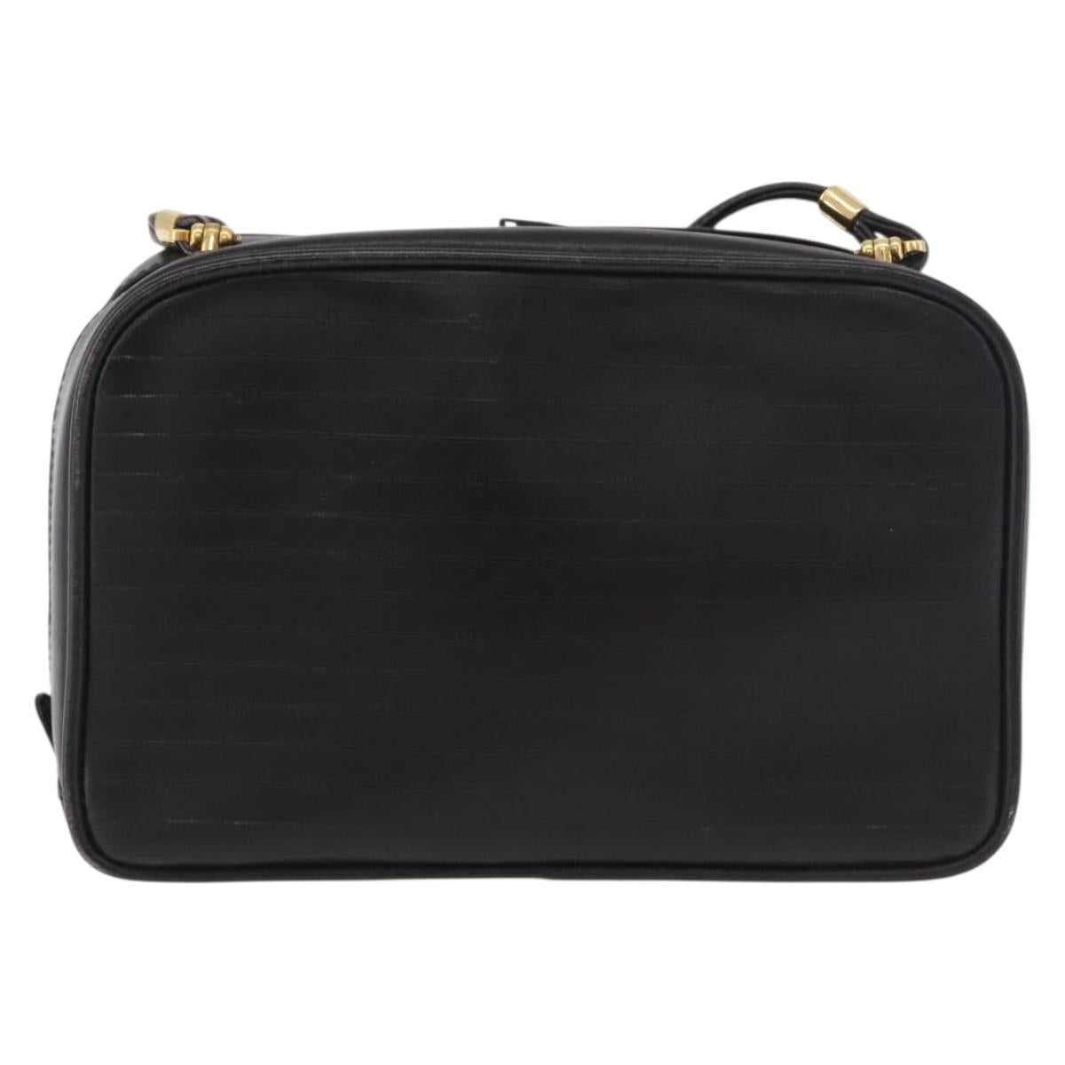 GUCCI Shoulder Bag Leather Navy Gold Auth 184459