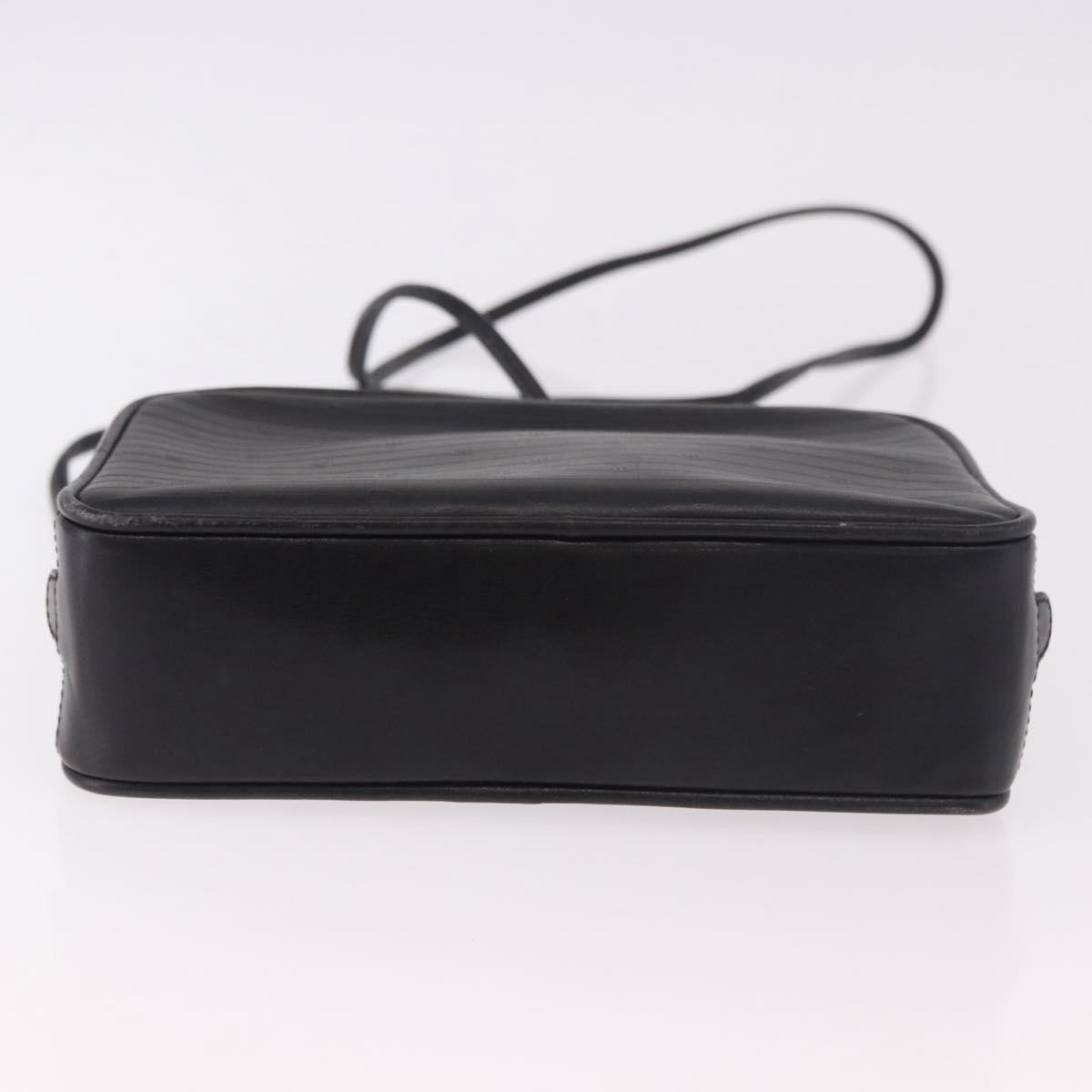 GUCCI Shoulder Bag Leather Navy Gold Auth 184459