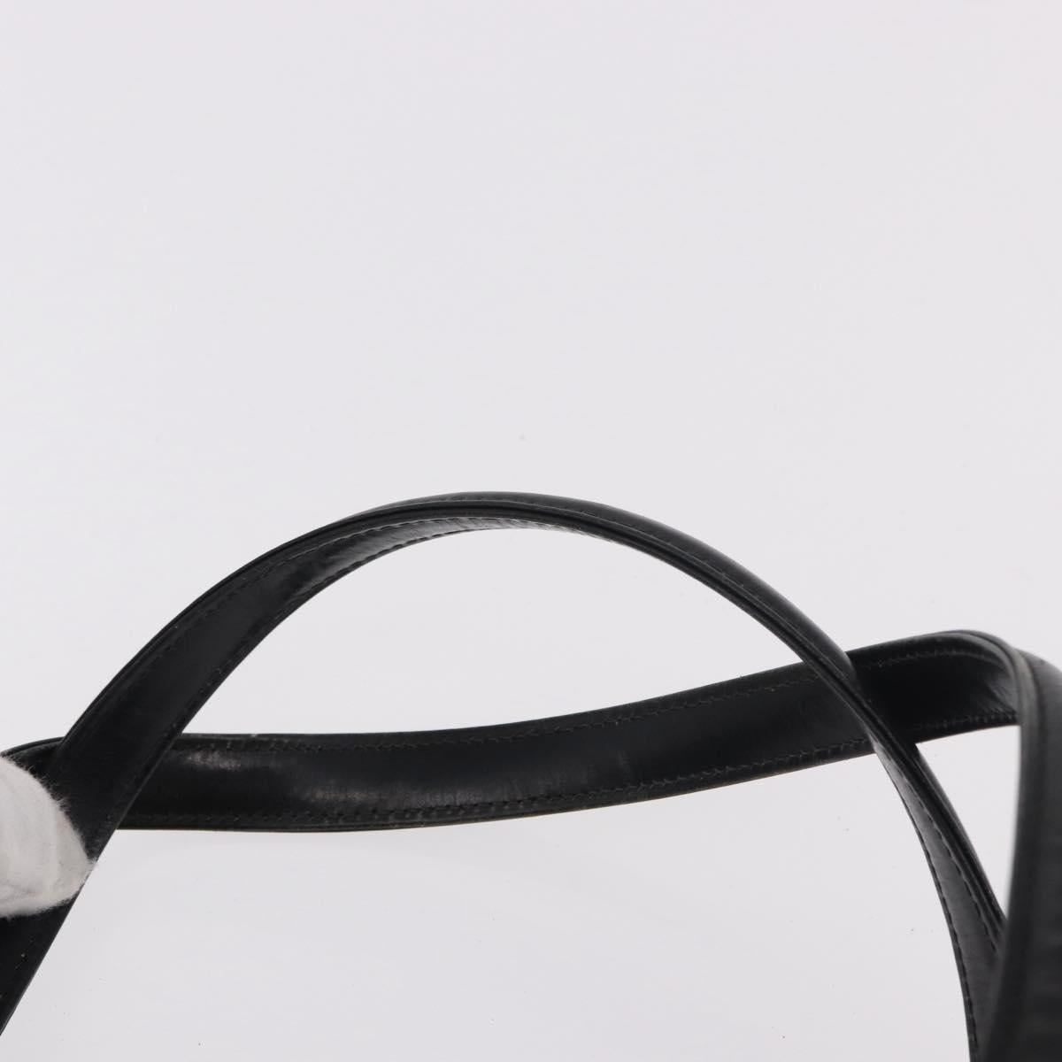 GUCCI Hand Bag Leather Black Gold Auth 184460