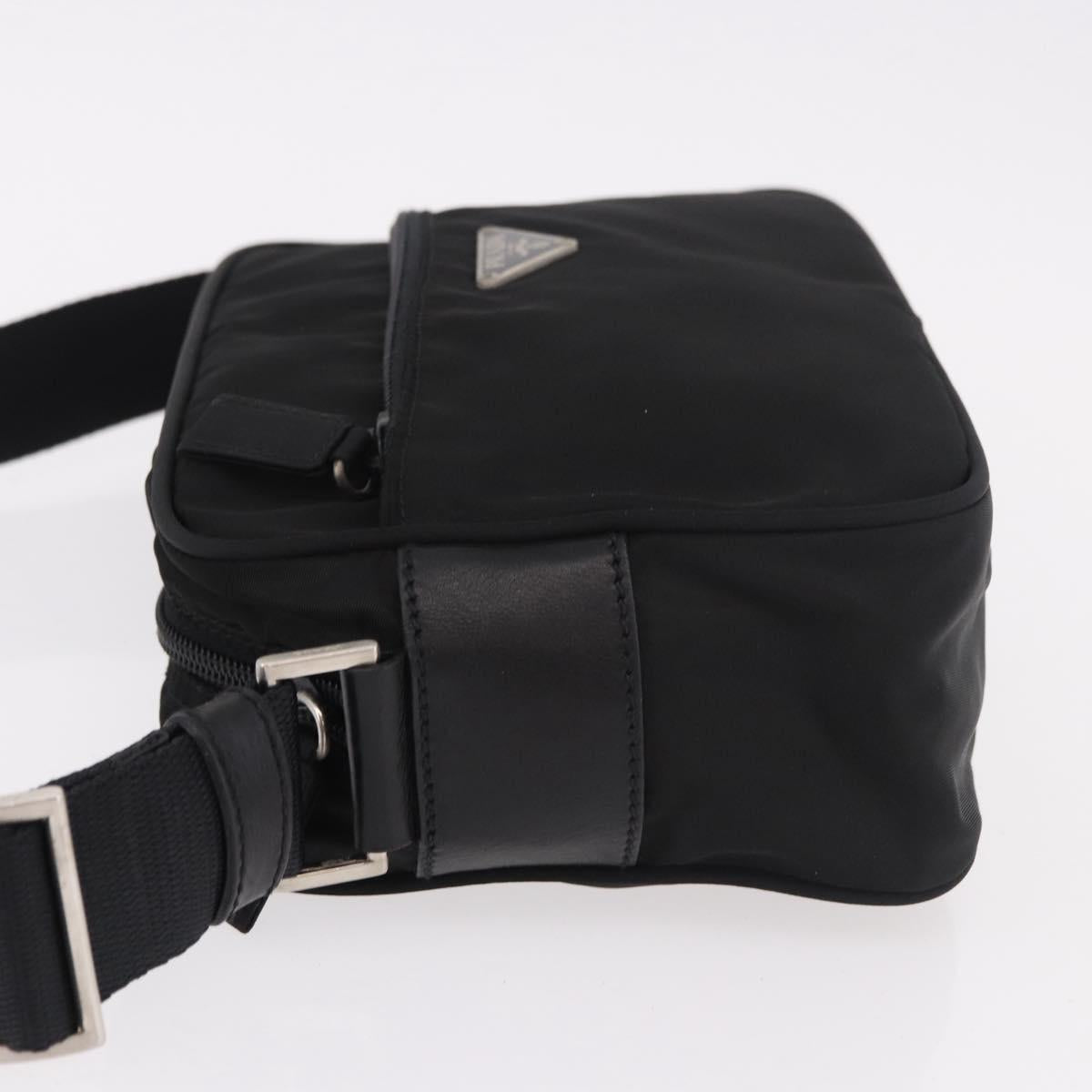 PRADA Shoulder Bag Test Nylon Navy Silver Auth 184461A