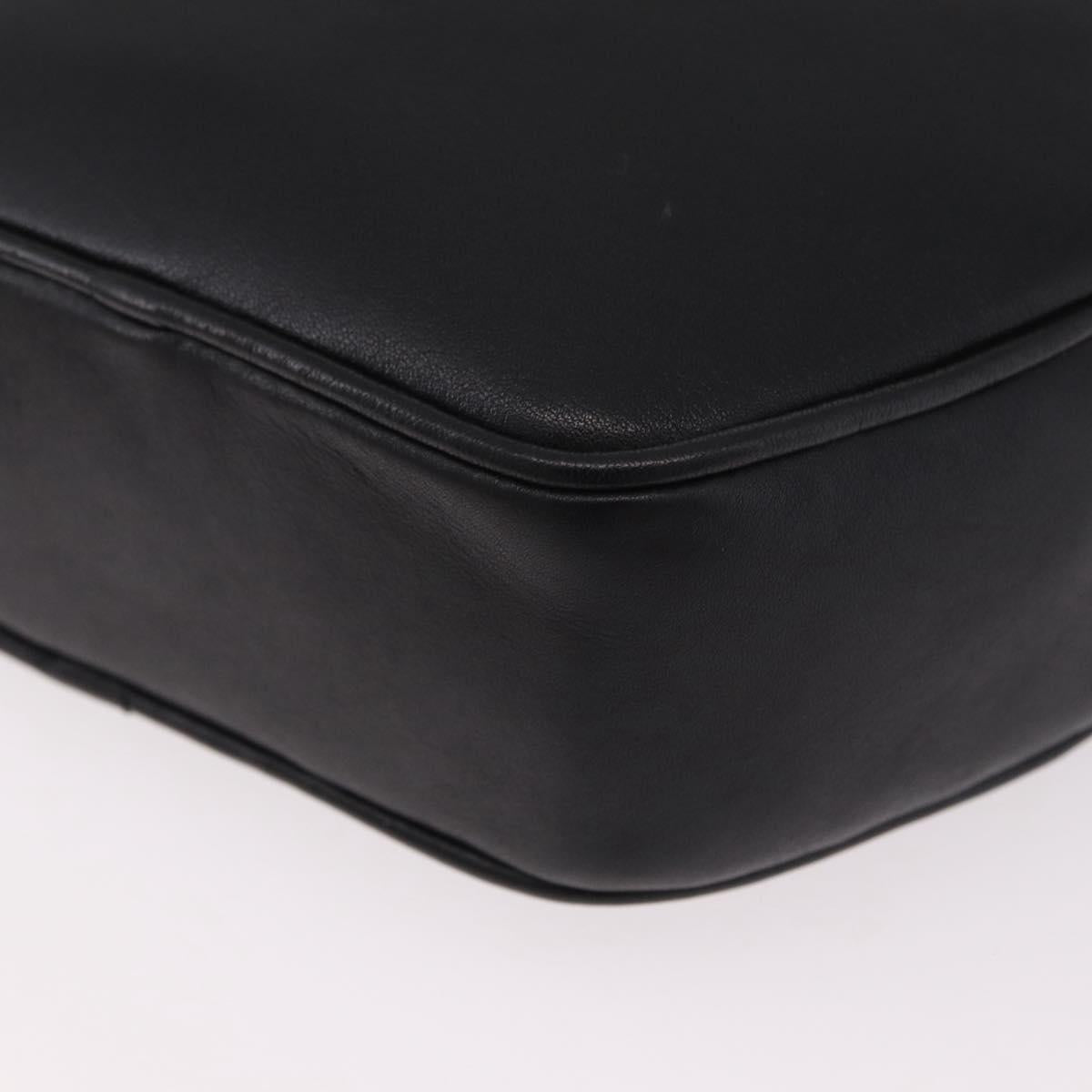 CELINE Shoulder Bag Leather Black Gold Auth 184462A