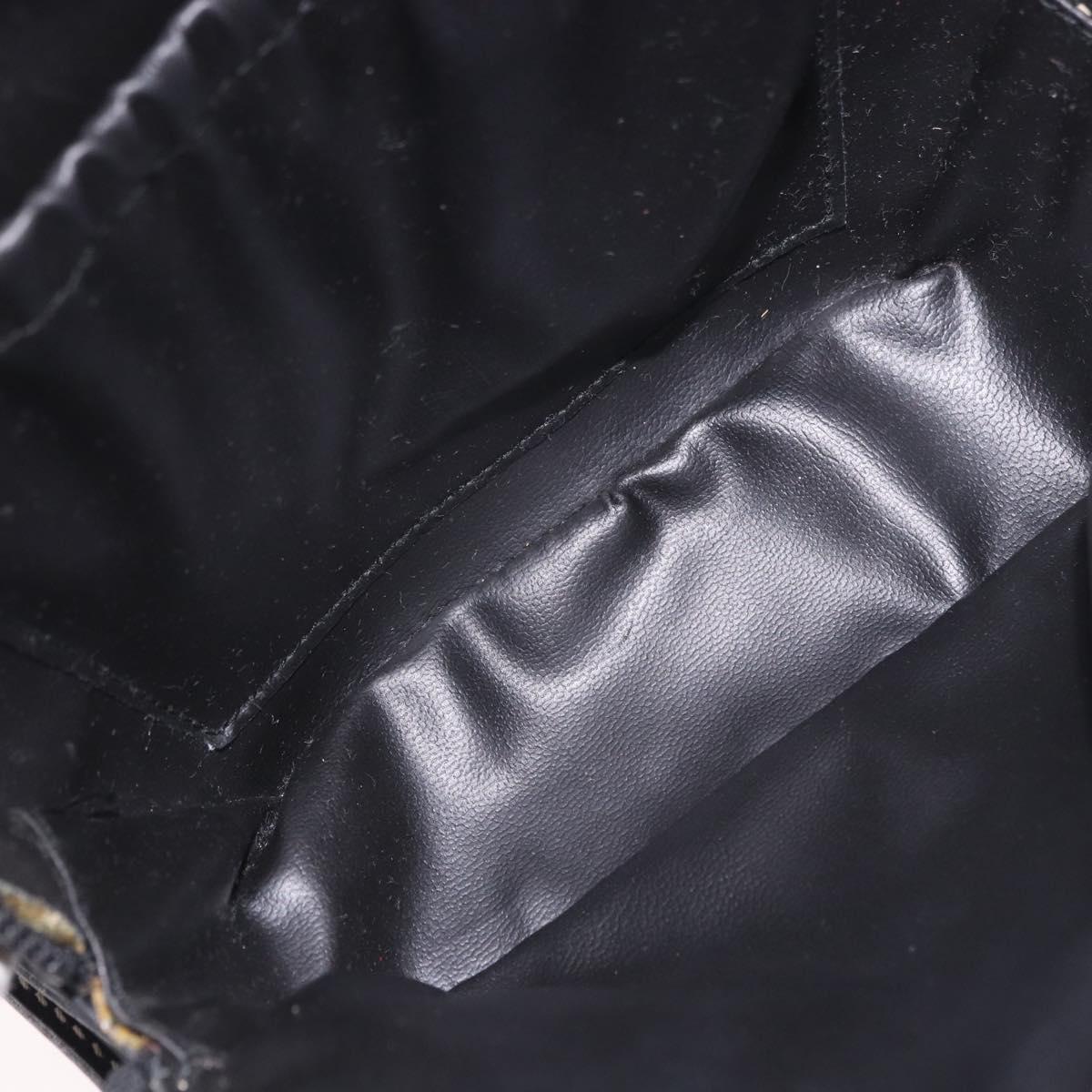 CELINE Shoulder Bag Leather Black Gold Auth 184462A